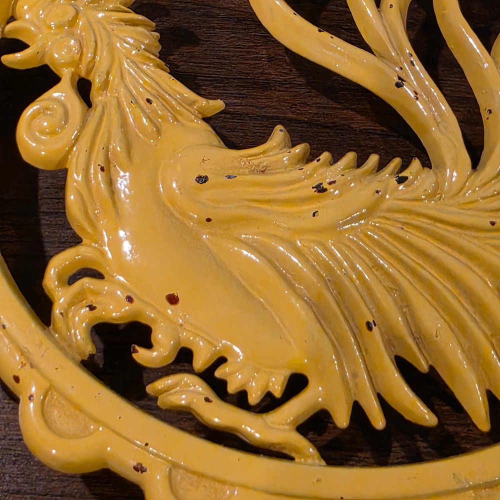 Vintage Sexton Yellow Cast Metal Rooster Trivet Farmhouse Kitchen Wall Decor 9in - Picture 8 of 12